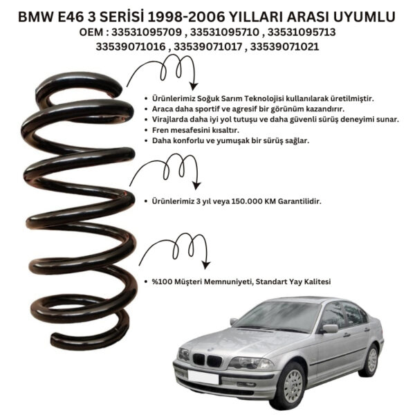 1998-2006 BMW 3 Serisi E46 İçin Standart Yay ST104046R - 2 Adet Arka Helezon Yay Takımı