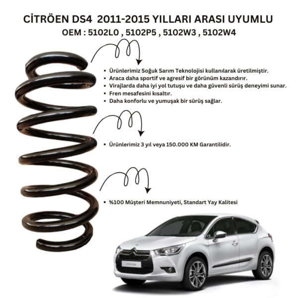 2 Adet Standart Yay ST106052R – Citröen DS4 (2011-2015) Arka Helezon Yay Takımı