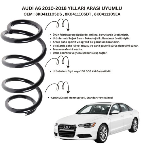 Ön Helezon Yay Takımı – 2 Adet Standart Yay ST102003F, Audi A6 (2010-2018) Uyumlu