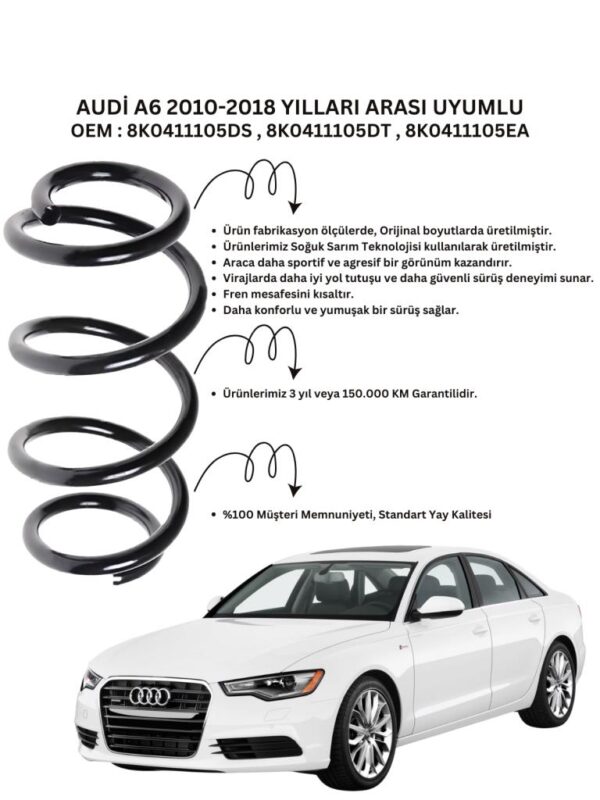 Ön Helezon Yay Takımı - 2 Adet Standart Yay ST102003F, Audi A6 (2010-2018) Uyumlu - Görsel 2