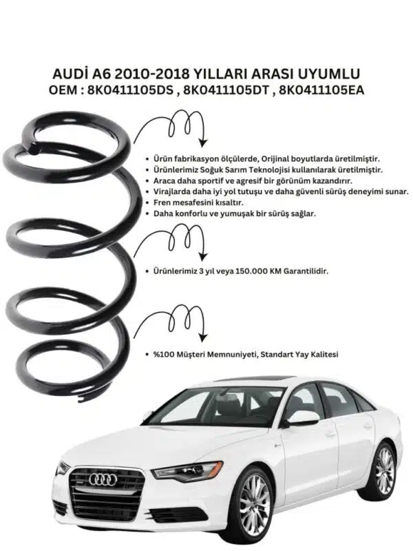 Ön Helezon Yay Takımı - 2 Adet Standart Yay ST102003F, Audi A6 (2010-2018) Uyumlu - Görsel 2