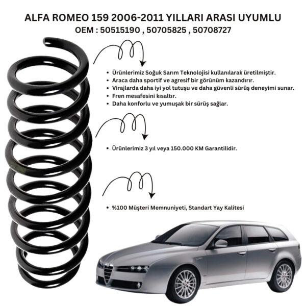 Arka Helezon Yay Takımı - 2 Adet Standart Yay ST101012R, Alfa Romeo 159 (2006-2011) Uyumlu