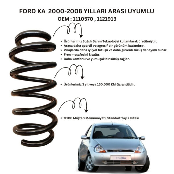 Arka Helezon Yay Takımı - 2 Adet Standart Yay ST110028R, Ford KA (2000-2008) Uyumlu