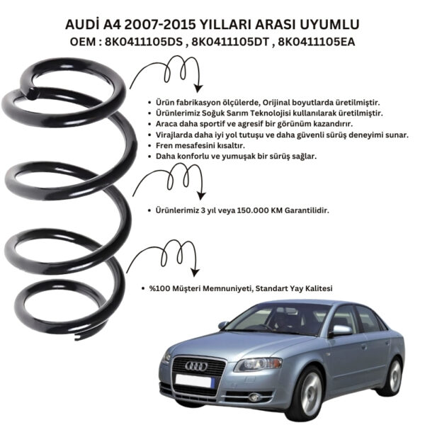 Audi A4 (2007-2015) Uyumlu Standart Yay ST102003F - Ön Helezon Yay Takımı - 2 Adet