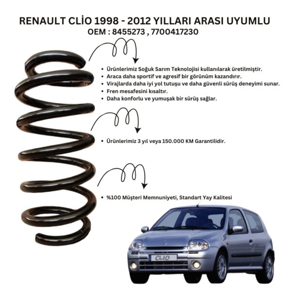 Ön Helezon Yay Takımı - 2 Adet Standart Yay ST127005F, Renault Clio (1998-2012) Uyumlu