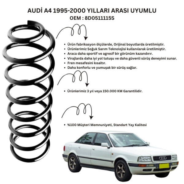 Standart Yay ST102002R - 1995-2000 Audi A4 Arka Helezon Yay Takımı (2 Adet)